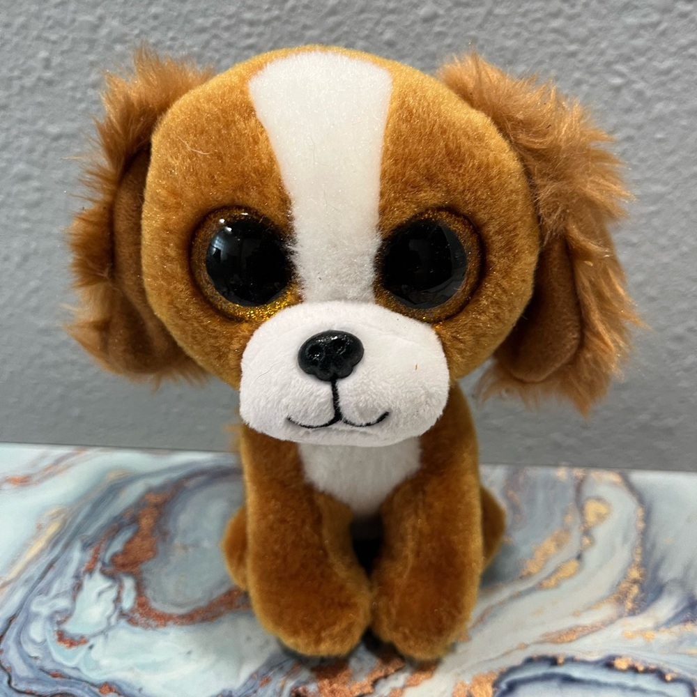 Ty Beanie Boo Tala collectible Adorable Brown and White Plush Dog Toy 6”